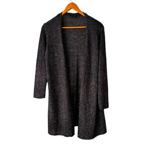 EILEEN FISHER Platinum Gray Linen Blend Shimmer Long Cardigan